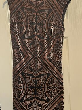 Vince Camuto Black Dress with Bronze Metallic Pattern